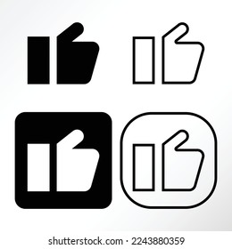 Conjunto de símbolos en blanco y negro de los pulgares hacia arriba