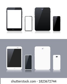 Set of Black and White Technological Gadgets . Isolated Vector Elements
