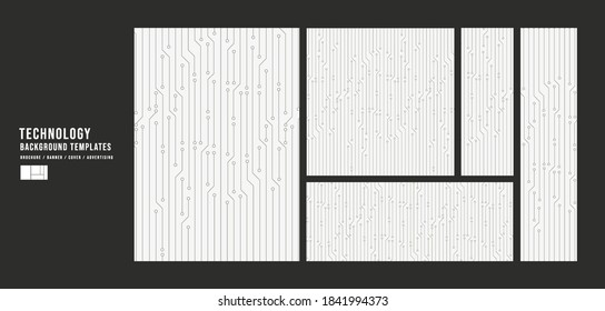Conjunto de plantillas de tecnología en blanco y negro Fondo, banner,Concepto de cubierta y publicidad,diseño para sitio web de marketing digital,Vector