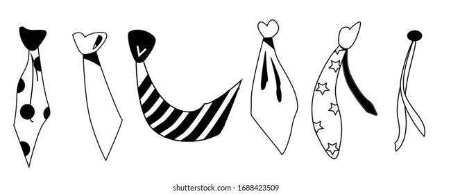 Das Business-Konzept von Neck Line Cartoon besteht aus schwarz-weißer Krawatte. Element für disagierte .Vektorillustration