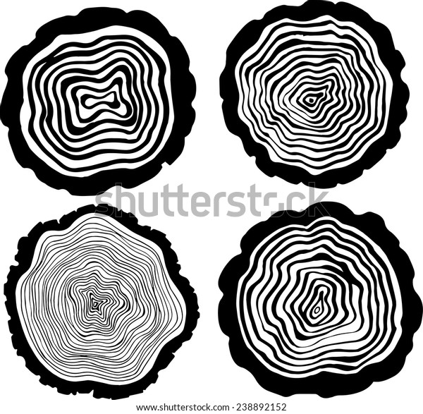  set of
black and white tree rings
background