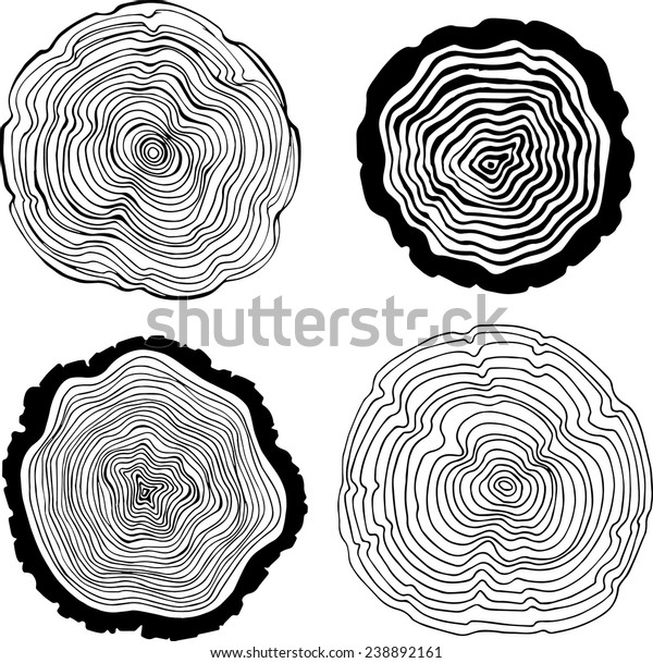  set of
black and white tree rings
background