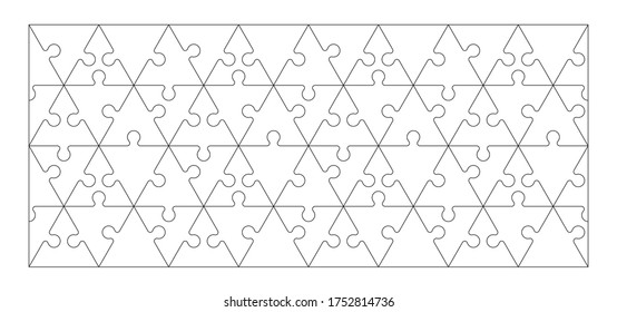 Set of black and white triangle puzzle pieces isolated on white background. Vector illustration