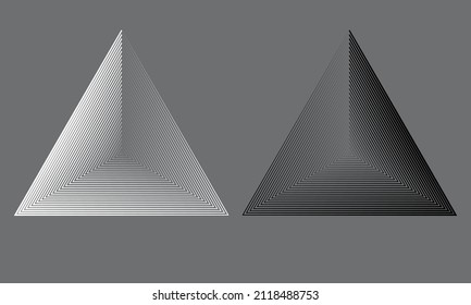 Conjunto de triángulos blancos y negros con líneas. Resumen de fondo de líneas de arte geométricas.