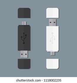 Set of Black and White USB On The Go Illustration