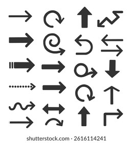 Set of black and white vector arrows for design