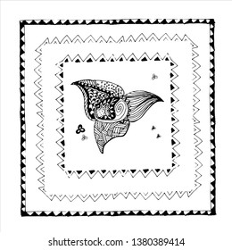 Set of black and white vector frames and elements. Ready to use for cards, bullet journals, designs.