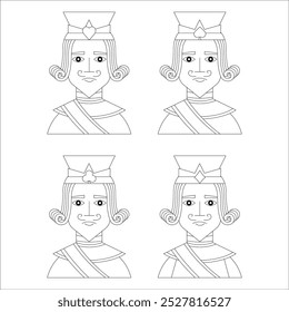 A set of black and white vector images of a jack of all stripes on a white background.