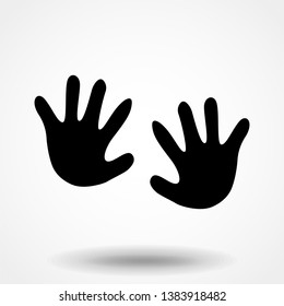 Set of black and white vector prints of children's hands
