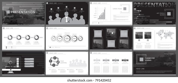 A set, black white version, elements of infographics, white background.Themes, presentations.Slide set.Use business presentations, corporate reports, marketing, advertising, anniversaries booklets ban