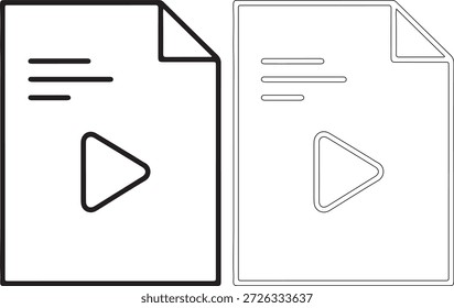 Um conjunto de ícones de arquivos de vídeo em preto-e-branco sobre um fundo branco puro, adequado para conceitos de multimídia ou arquivos
