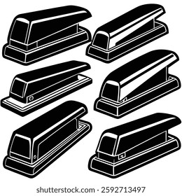  "Set of Black and White Vintage Stampers, Vector Illustration for Retro Design Projects"