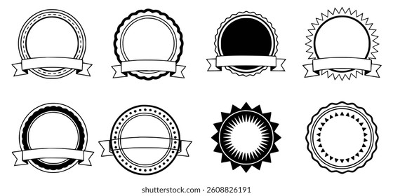 Set Of Black And White Vintage Style Badge And Label Vectors For Design
