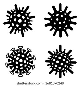 Set of black and white virus molecule. Coronavirus molecule.