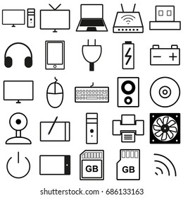 Set of black and white web icons