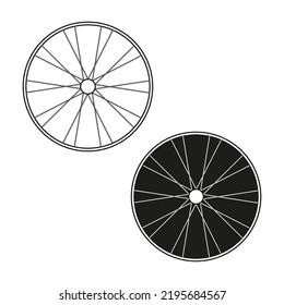 Set with black white wheel spokes. Vector illustration. stock image. 