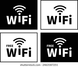 Set of black wifi marks