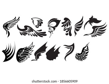 Wings Set Tattoo Stock Vector (Royalty Free) 65207305