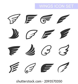 Set of black wings icons Collection wings badges. Vector illustration.