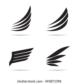 Set of Black Wings. Vector Icons.