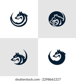 Set of black wolf logo vector illustration