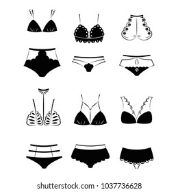 Set of black women's underwear