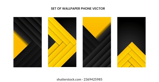 set of black and yellow geometric wallpaper phone background