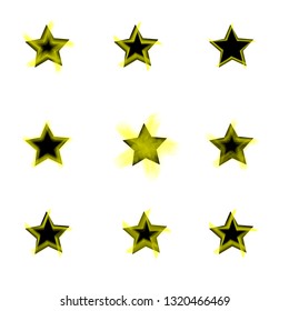 Set Black And Yellow Hand Drawn Vector Stars On White Background 
