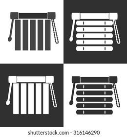 a set of black-and-white blinds