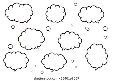 A set of black-and-white callouts illustrations that can be used in cartoons, illustrations, and design.
