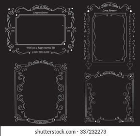 Set of blackboard with vintage ornament. The background for the wedding photo shoot. Vector illustration 