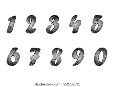 Set of blackened metal  numbers