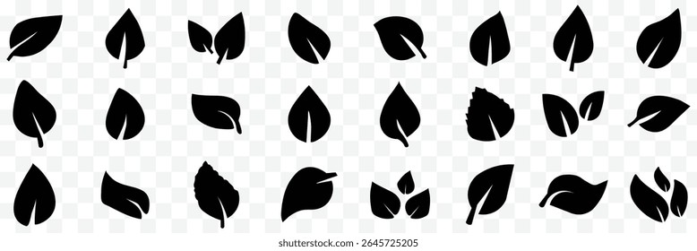 Set of blacks leaf icons. Black color. Leaves  black color icon logo. Ecology. Vector illustration. eps 10