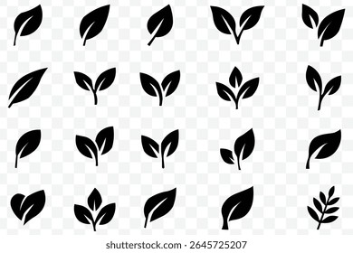 Set of blacks leaf icons. Black color. Leaves  black color icon logo. Ecology. Vector illustration. eps 10