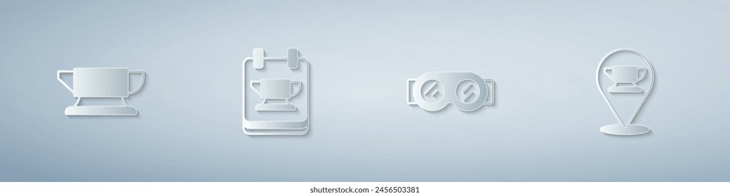 Set Blacksmith anvil tool, Welding glasses and . Paper art style. Vector