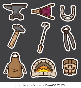 Conjunto de equipo de herrería bueno para pegatina, diseño de elementos, icono, diseño de impresión, etc