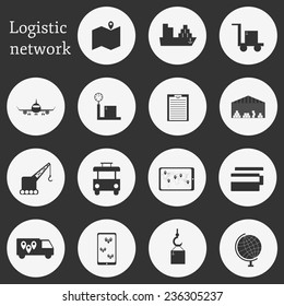 Set of black-white logistic icons for your design