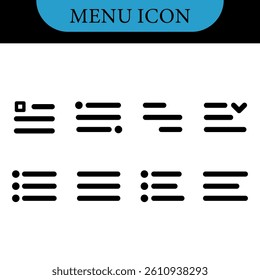 Set of black,white menu buttons for website UI navigation. Hamburger web and mobile app menu icons. Burger menu UI design elements button. Set of modern navigation buttons or Web menu and ui icons set