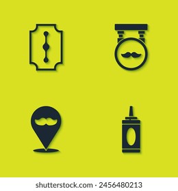 Set Blade razor, Bottle of shampoo, Barbershop and  icon. Vector