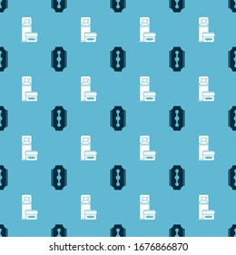 Set Blade razor and Shaving gel foam on seamless pattern. Vector