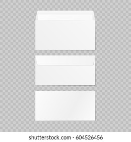 Set of blank 3d envelopes mockup. Collection realistic envelopes template. Isolated on background. Vector illustration