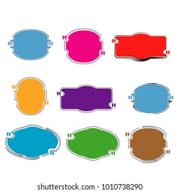 set of blank abstract geometric outline bubble speech quote box template illustration