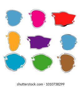 set of blank abstract geometric outline bubble speech quote box template illustration