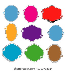 set of blank abstract geometric outline bubble speech quote box template illustration