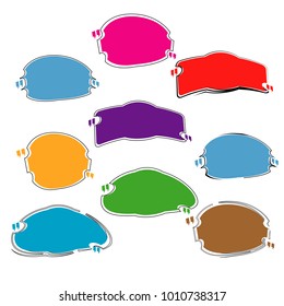 set of blank abstract geometric outline bubble speech quote box template illustration