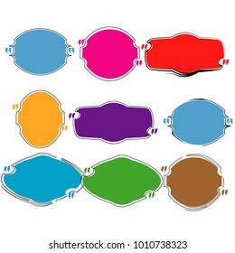 set of blank abstract geometric outline bubble speech quote box template illustration
