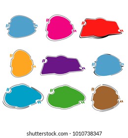 set of blank abstract geometric outline bubble speech quote box template illustration