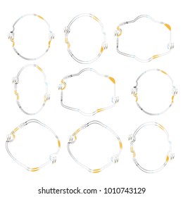 set of blank abstract geometric outline bubble speech quote box template illustration
