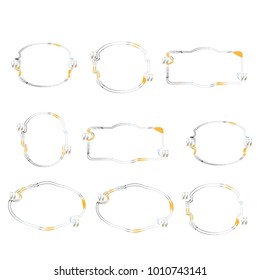 set of blank abstract geometric outline bubble speech quote box template illustration