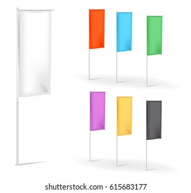 set of blank advertisement banner flags multicolored,  vector illustration  templates 
